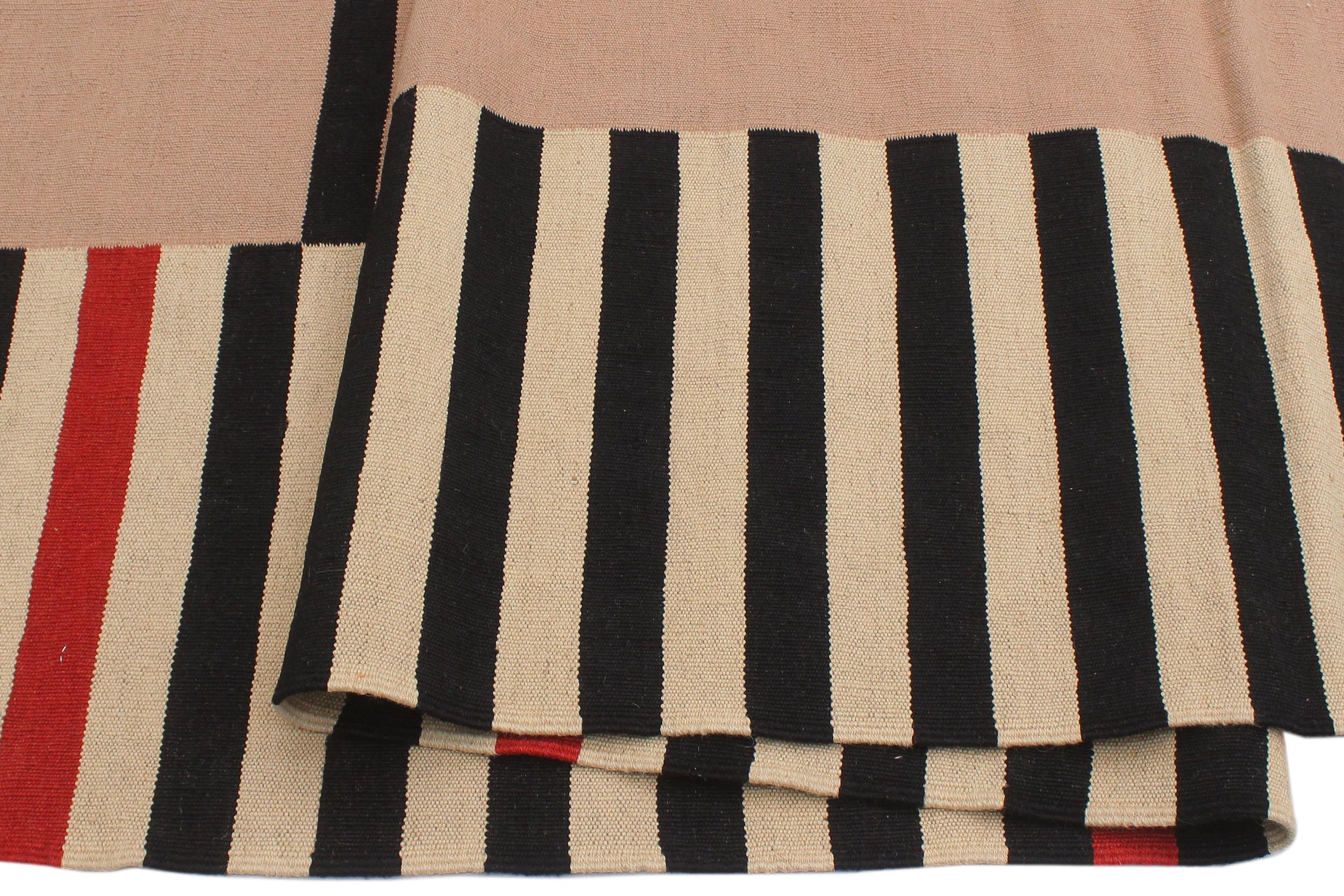 handmade Modern Kilim Beige Black Hand-Woven RECTANGLE 100% WOOL area rug 6x8