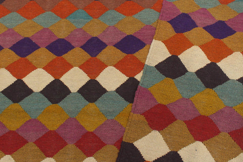 handmade Modern Kilim Blue Beige Hand-Woven RECTANGLE 100% WOOL area rug 6x8