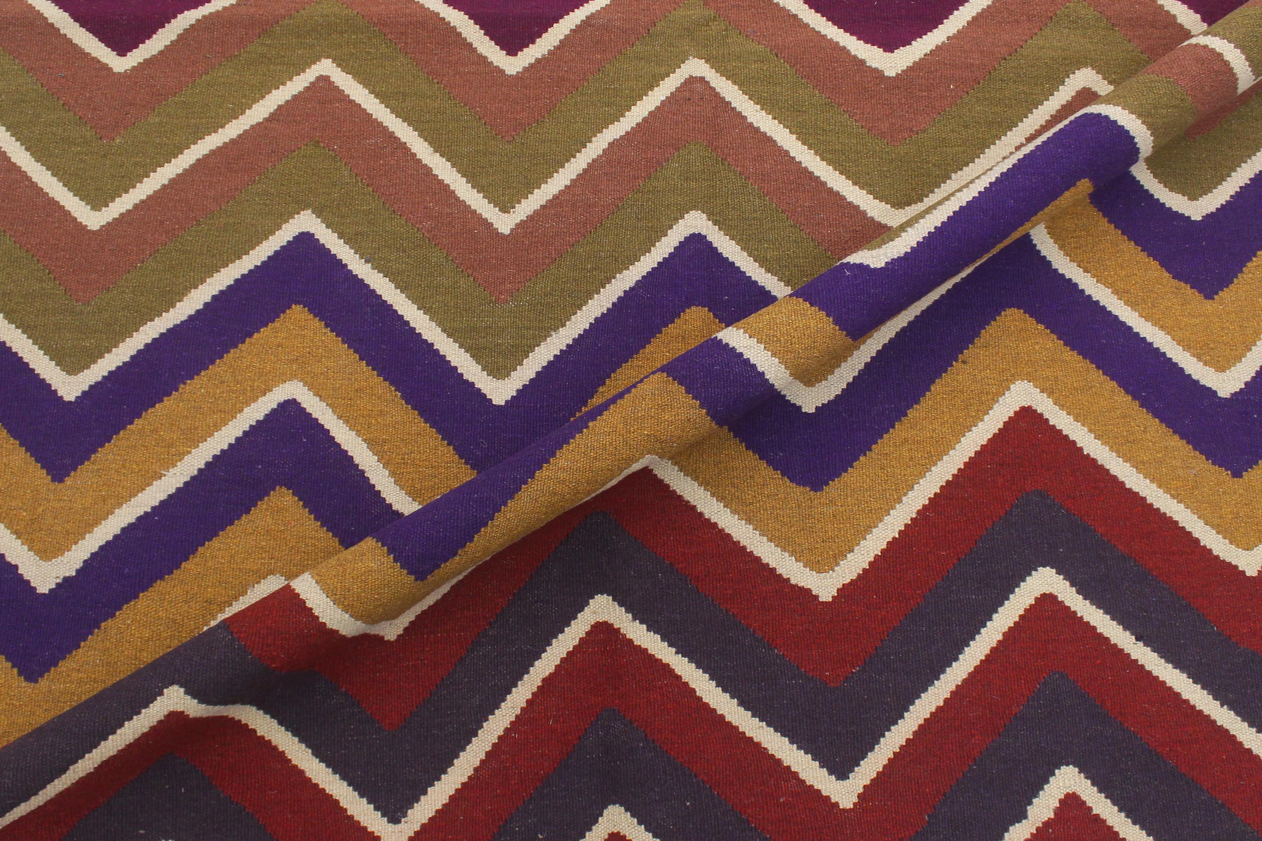 handmade Modern Kilim Blue Beige Hand-Woven RECTANGLE 100% WOOL area rug 5x7