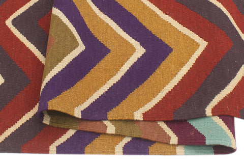 handmade Modern Kilim Blue Beige Hand-Woven RECTANGLE 100% WOOL area rug 5x7