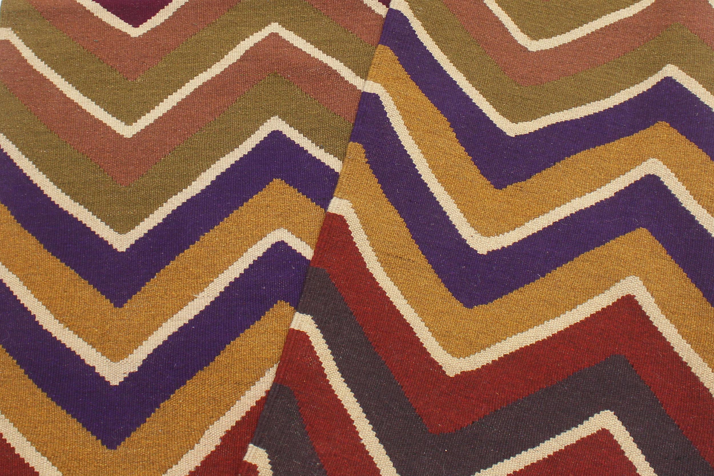 handmade Modern Kilim Blue Beige Hand-Woven RECTANGLE 100% WOOL area rug 5x7