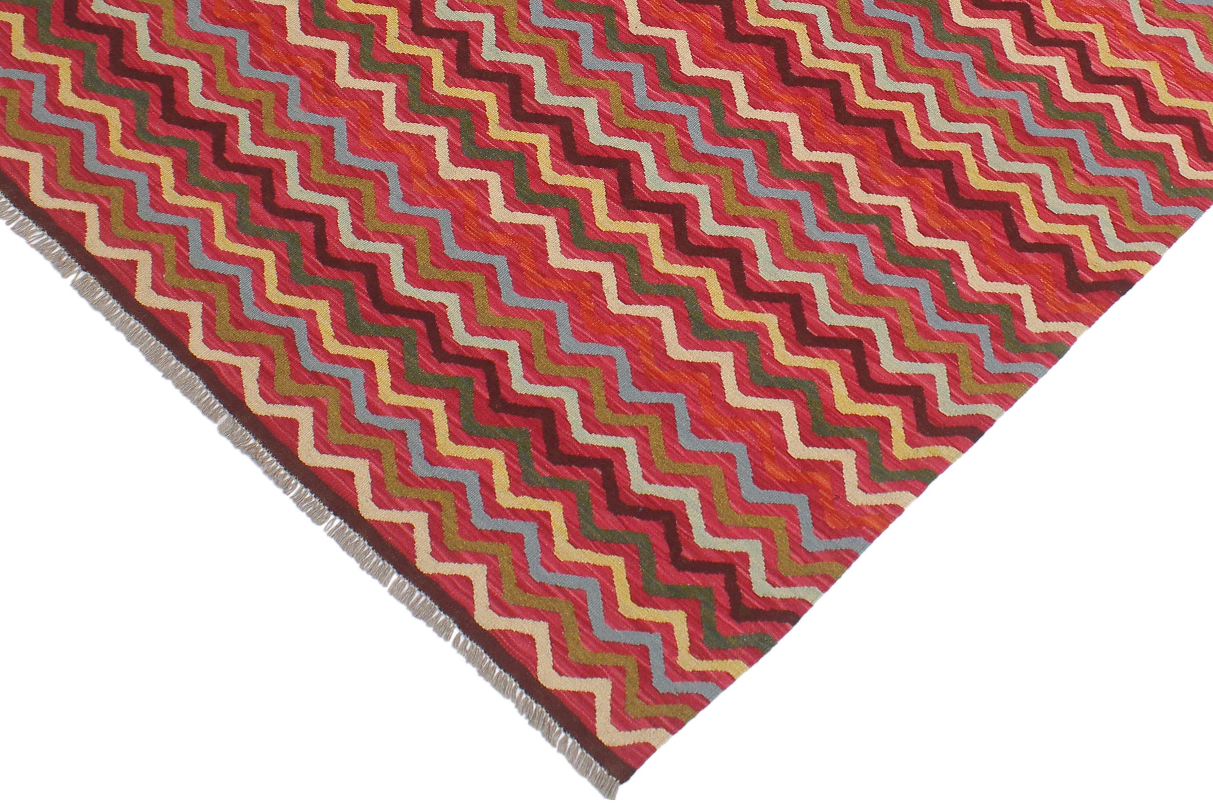 handmade Modern Kilim Pink Gold Hand-Woven RECTANGLE 100% WOOL area rug 5x7