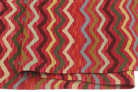 handmade Modern Kilim Pink Gold Hand-Woven RECTANGLE 100% WOOL area rug 5x7