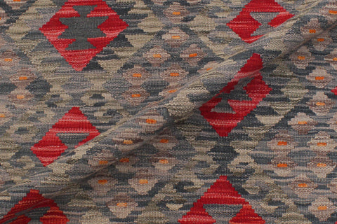 handmade Geometric Kilim Green Red Hand-Woven RECTANGLE 100% WOOL area rug 5 x 7