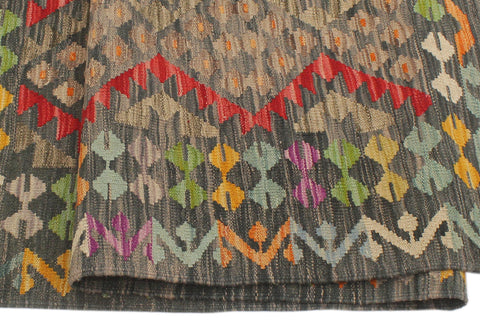 handmade Geometric Kilim Green Red Hand-Woven RECTANGLE 100% WOOL area rug 5 x 7