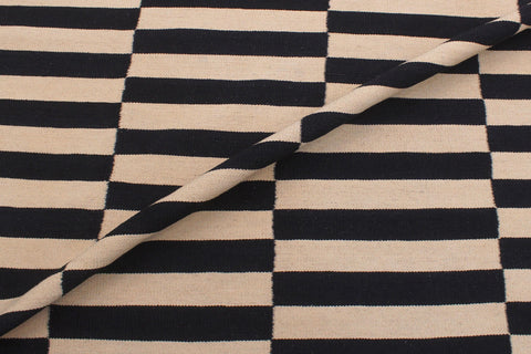 handmade Modern Kilim Beige Black Hand-Woven RECTANGLE 100% WOOL area rug 6 x 8
