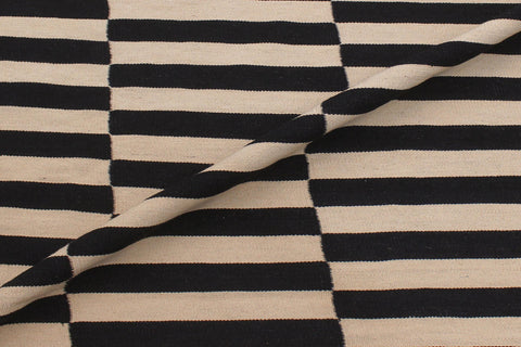 handmade Modern Kilim Beige Black Hand-Woven RECTANGLE 100% WOOL area rug 6 x 8