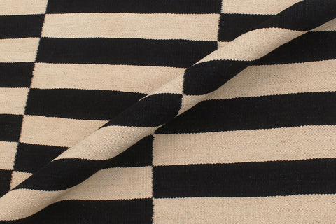 handmade Modern Kilim Beige Black Hand-Woven RECTANGLE 100% WOOL area rug 6 x 8