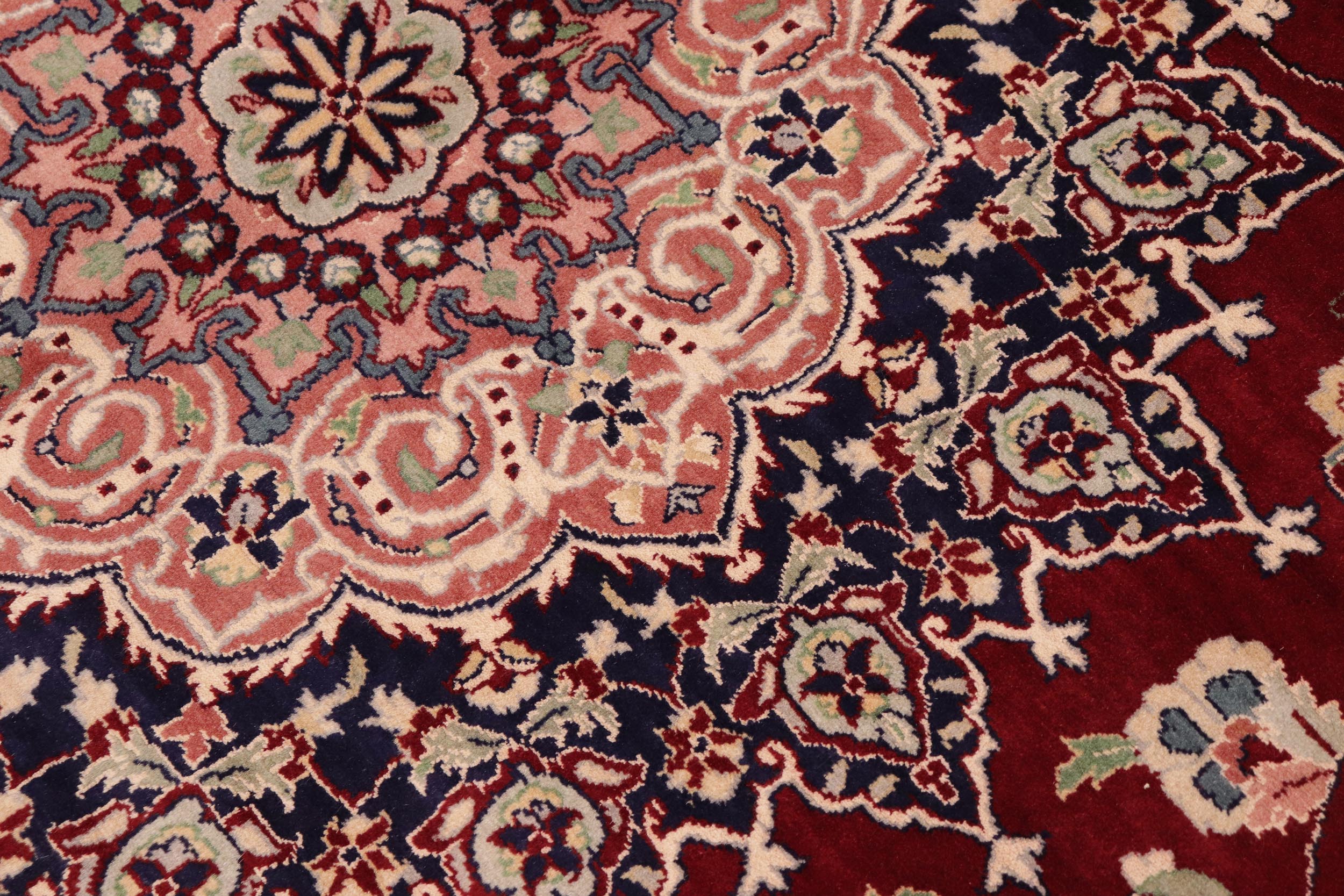 handmade Traditional Isphan Red Blue Hand Knotted RECTANGLE WOOL&SILK area rug 10x14