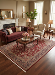 Isphan Heritage Winifred Red/Blue Wool&Silk Rug - 10'0''X13'9''