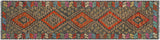 Flat Weave Kilim, Antique, Navaho, Vintage, Handmade, Geometric Kilim Charcoal Rust Hand-Woven Runner 100% Wool Area Rug 2 x 8