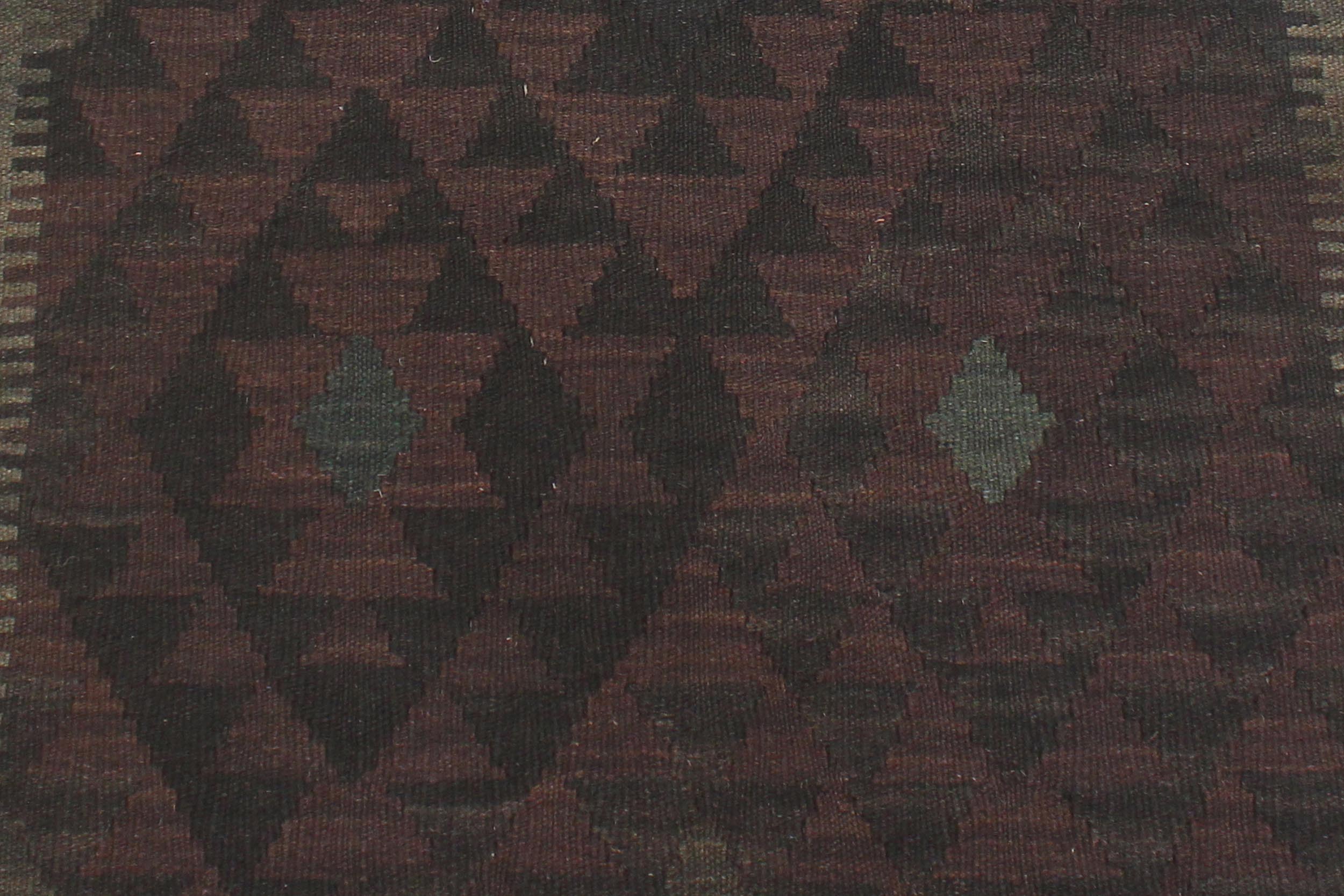 handmade Modern Kilim Brown Black Hand-Woven RUNNER 100% WOOL area rug 3 x 8