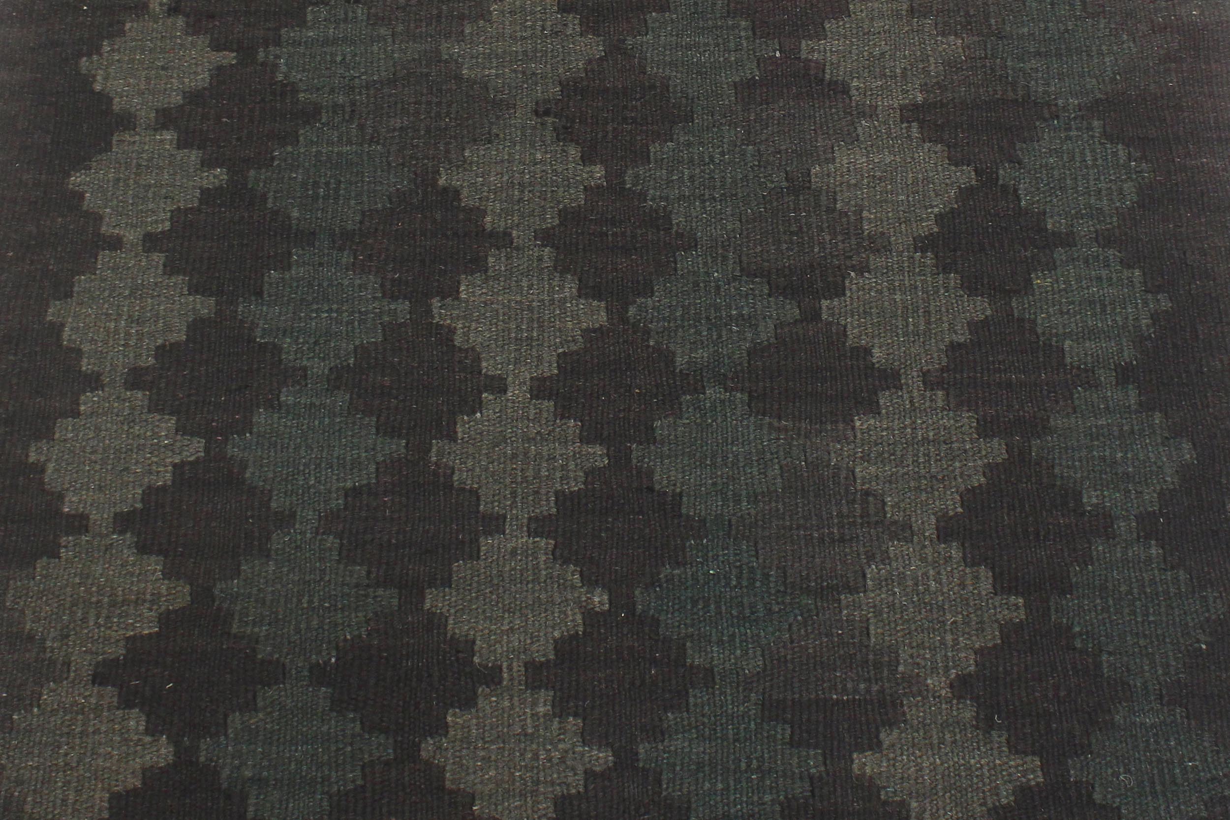 handmade Modern Kilim Black Green Hand-Woven RUNNER 100% WOOL area rug 3 x 8