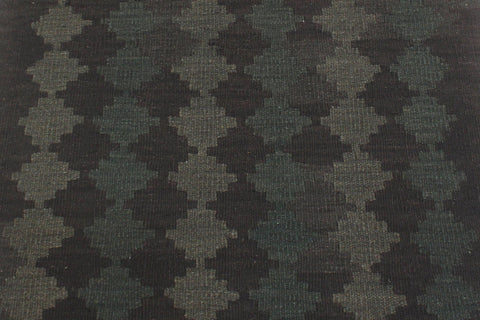 handmade Modern Kilim Black Green Hand-Woven RUNNER 100% WOOL area rug 3 x 8