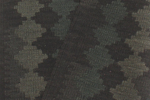 handmade Modern Kilim Black Green Hand-Woven RUNNER 100% WOOL area rug 3 x 8