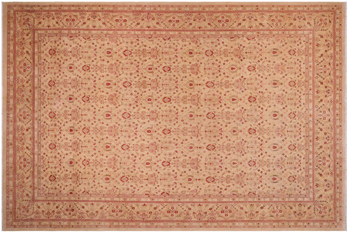 handmade Transitional Lahore Gold Gold Hand Knotted RECTANGLE 100% WOOL area rug 10' x 14'