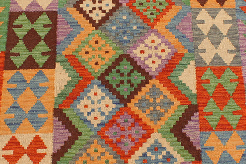 handmade Geometric Kilim Gray Rust Hand-Woven RUNNER 100% WOOL area rug 3 x 10