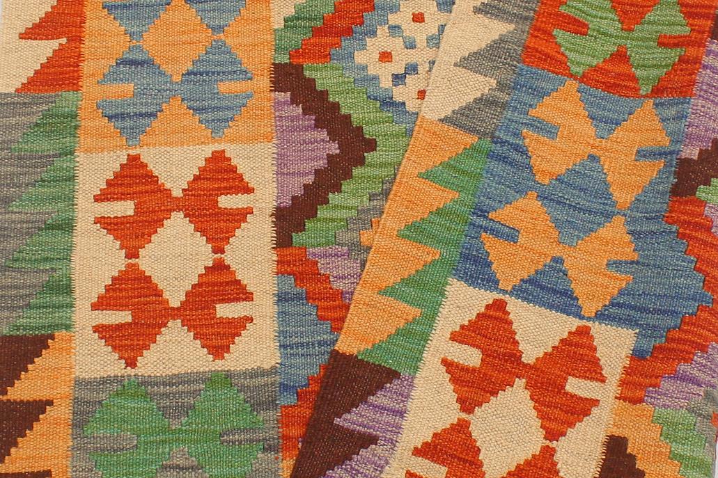 Flat Weave Kilim Antique Navaho Vintage handmade Geometric Kilim Gray Rust Hand-Woven Runner 100% Wool Area Rug 3x10 