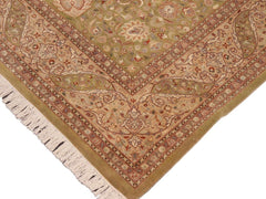 handmade Traditional Kashan Green Tan Hand Knotted RECTANGLE 100% WOOL area rug 10x14