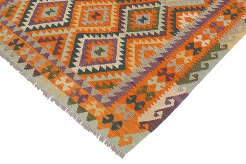handmade Geometric Kilim Rust Beige Hand-Woven RECTANGLE 100% WOOL area rug 5x6