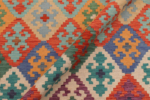 handmade Geometric Kilim Rust Gold Hand-Woven RECTANGLE 100% WOOL area rug 6 x 8