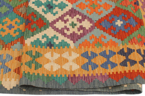 handmade Geometric Kilim Rust Gold Hand-Woven RECTANGLE 100% WOOL area rug 6 x 8