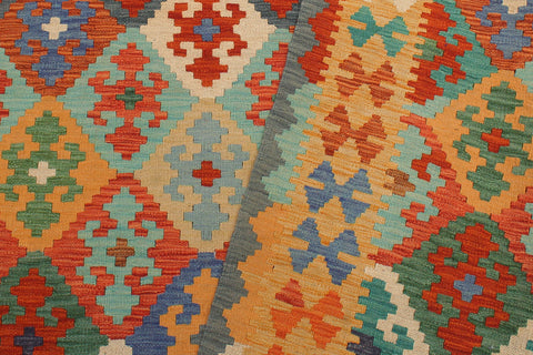 handmade Geometric Kilim Rust Gold Hand-Woven RECTANGLE 100% WOOL area rug 6 x 8