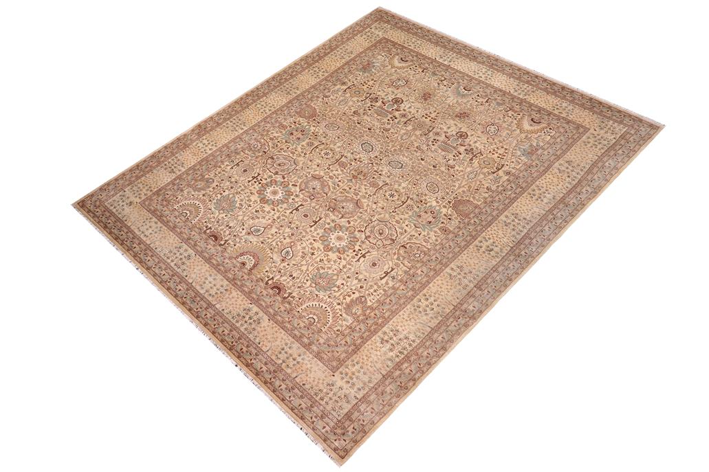 handmade Traditional Design Gold Lt. Gold Hand Knotted RECTANGLE 100% WOOL area rug 10'X14'