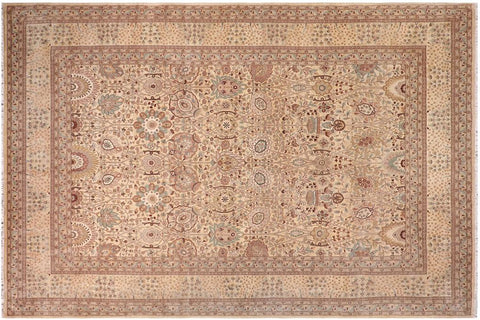 handmade Traditional Design Gold Lt. Gold Hand Knotted RECTANGLE 100% WOOL area rug 10'X14'