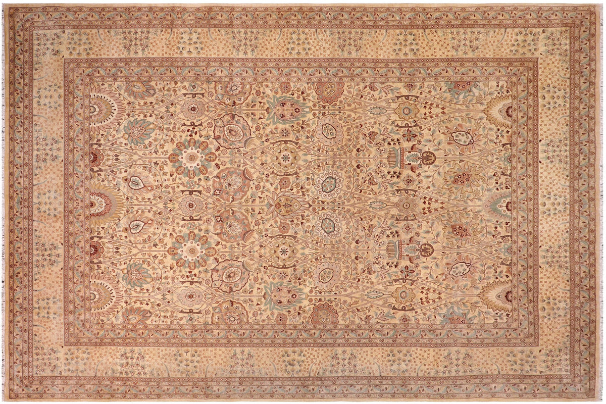handmade Traditional Design Gold Lt. Gold Hand Knotted RECTANGLE 100% WOOL area rug 10' x 14'