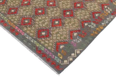 handmade Geometric Kilim Gray Red Hand-Woven RECTANGLE 100% WOOL area rug 6 x 8