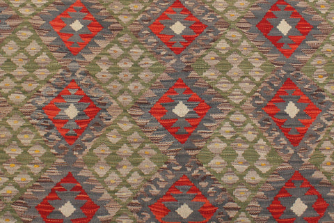 handmade Geometric Kilim Gray Red Hand-Woven RECTANGLE 100% WOOL area rug 6 x 8
