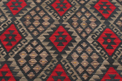 handmade Geometric Kilim Charcoal Rust Hand-Woven RECTANGLE 100% WOOL area rug 6 x 8