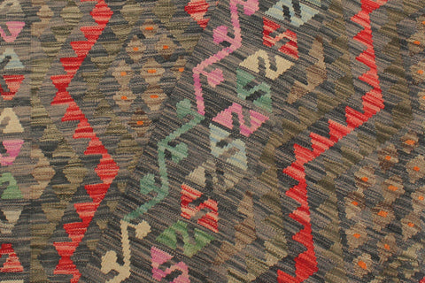 handmade Geometric Kilim Green Red Hand-Woven RECTANGLE 100% WOOL area rug 5 x 7