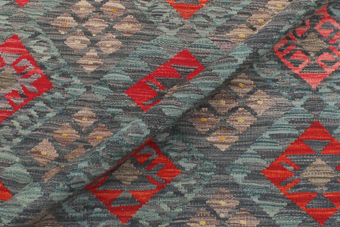 handmade Geometric Kilim Charcoal Rust Hand-Woven RECTANGLE 100% WOOL area rug 6 x 8