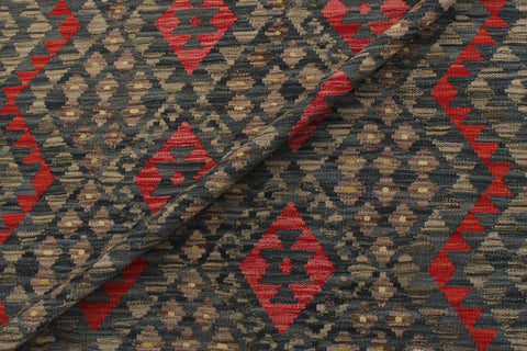 handmade Geometric Kilim Charcoal Rust Hand-Woven RECTANGLE 100% WOOL area rug 6 x 8