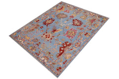 handmade Traditional Oushak Blue Rust Hand Knotted RECTANGLE 100% WOOL area rug 9X12