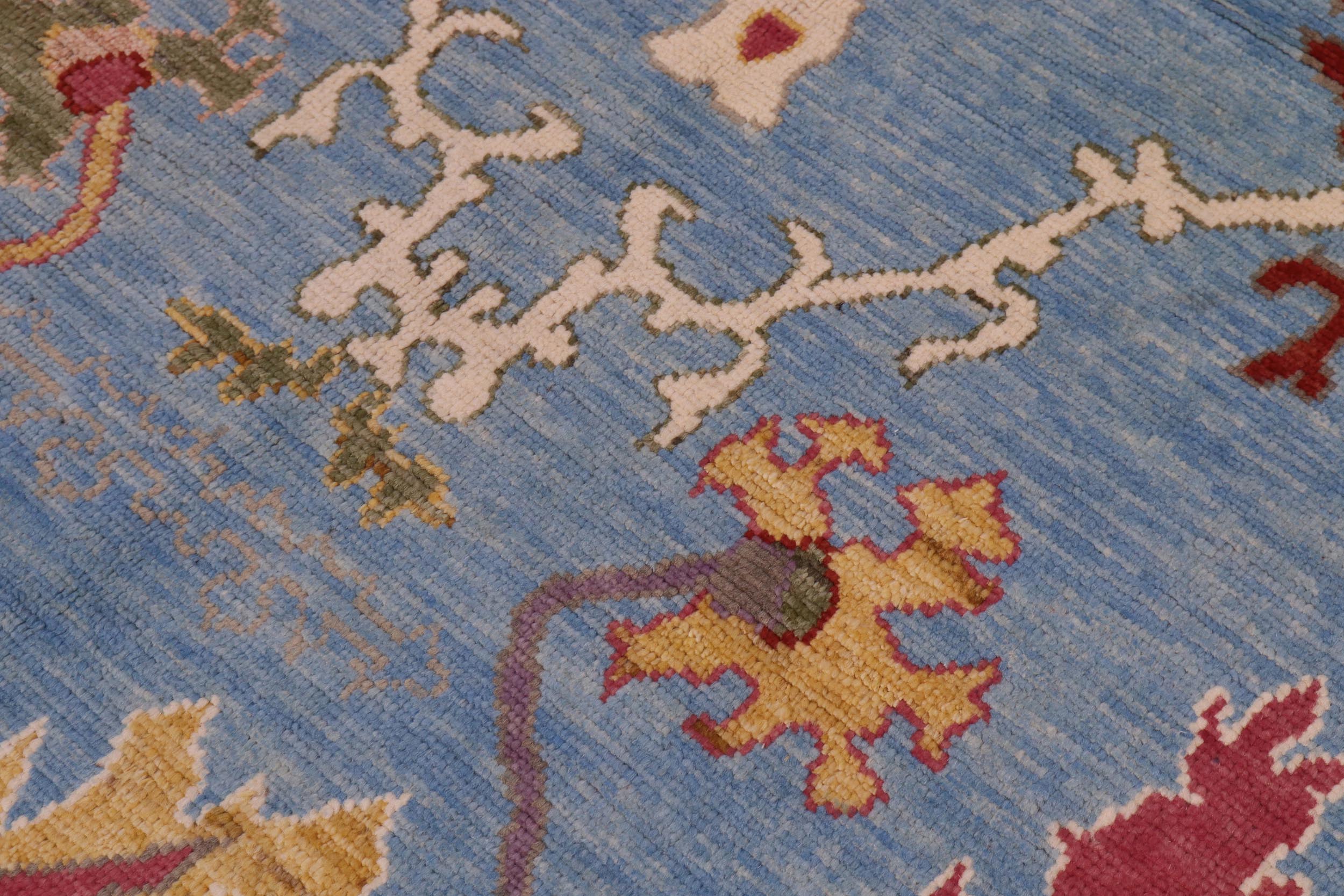 handmade Traditional Oushak Blue Rust Hand Knotted RECTANGLE 100% WOOL area rug 9' x 12'