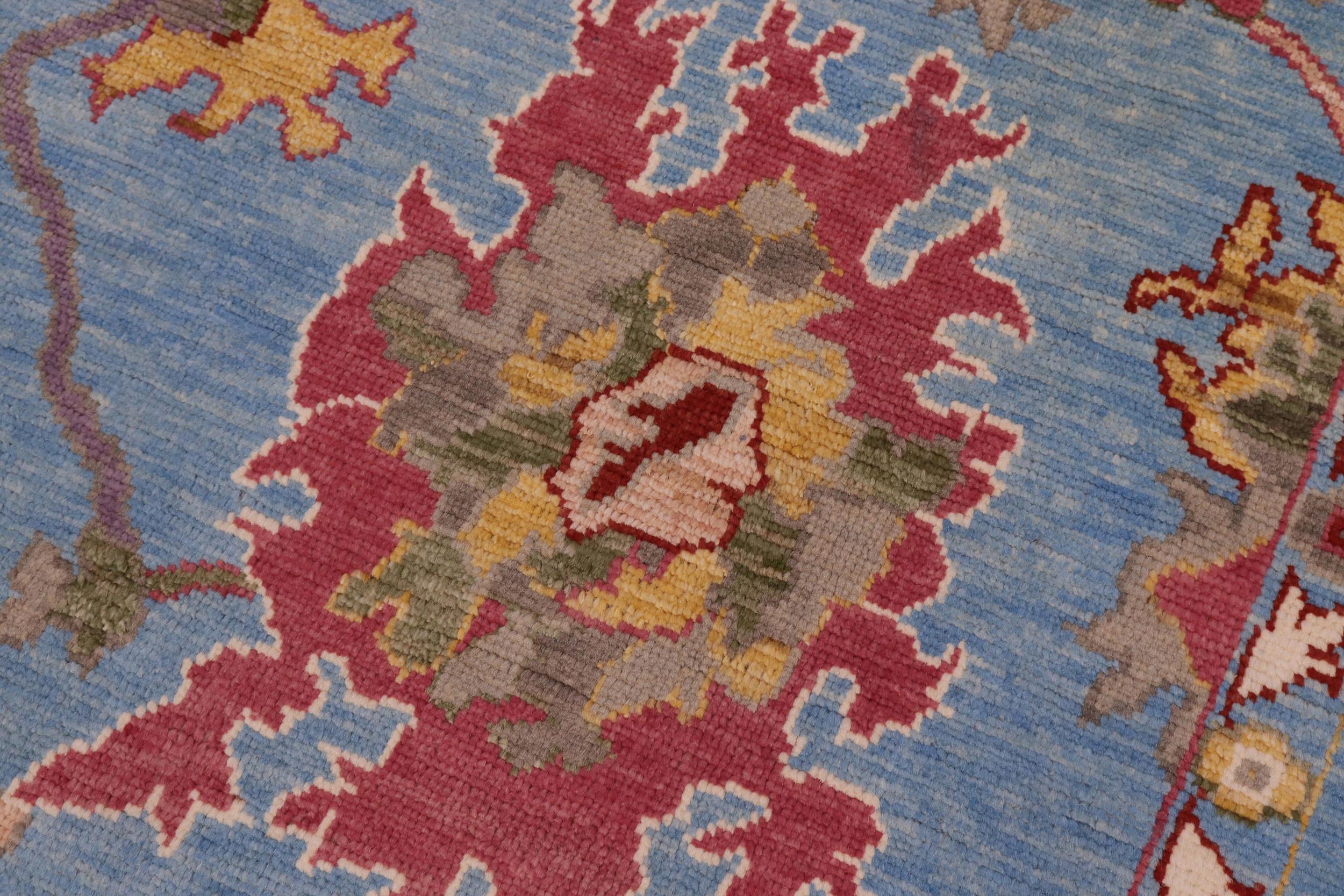 handmade Traditional Oushak Blue Rust Hand Knotted RECTANGLE 100% WOOL area rug 9' x 12'