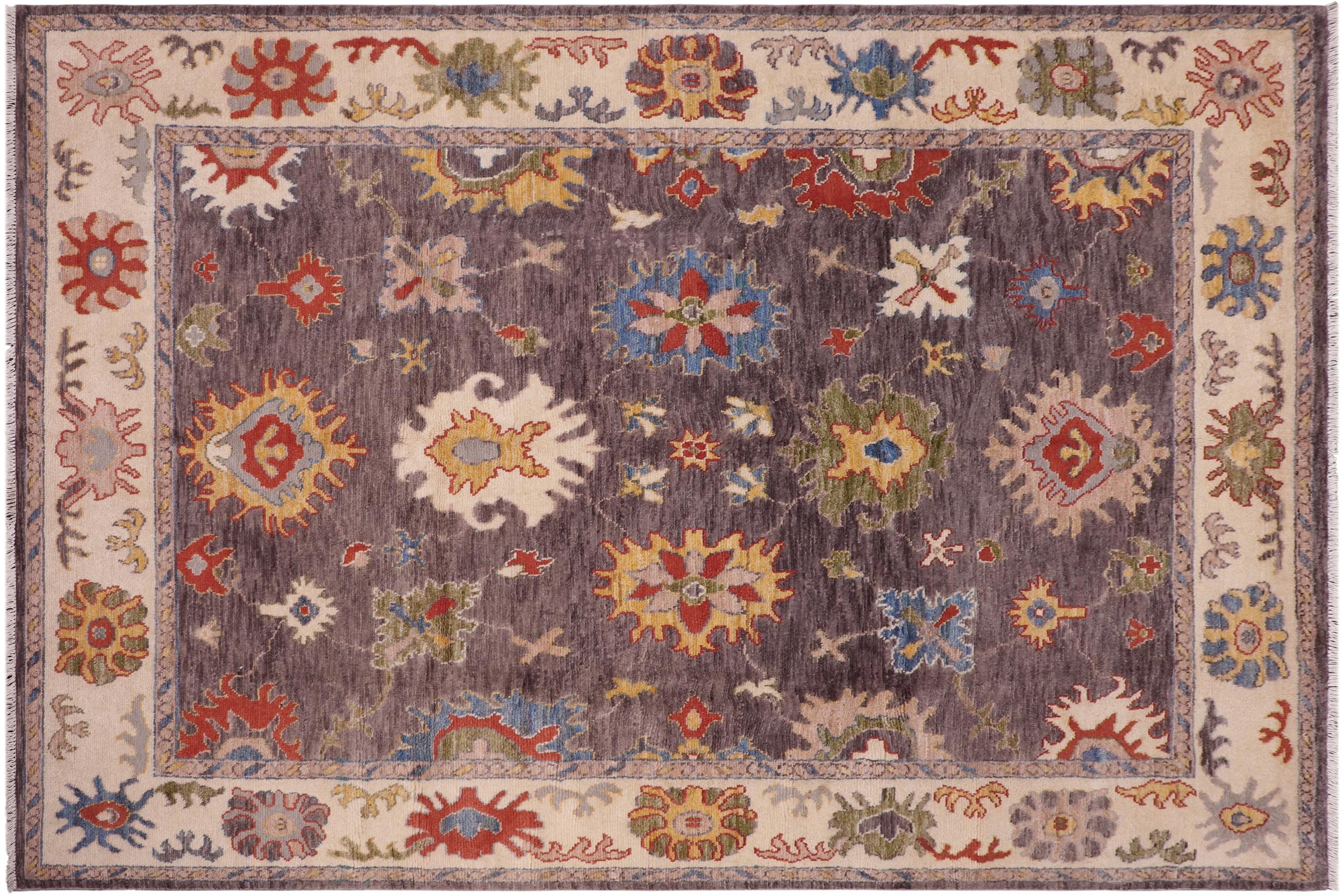 handmade Traditional Oushak Gray Beige Hand Knotted RECTANGLE 100% WOOL area rug 8' x 10'