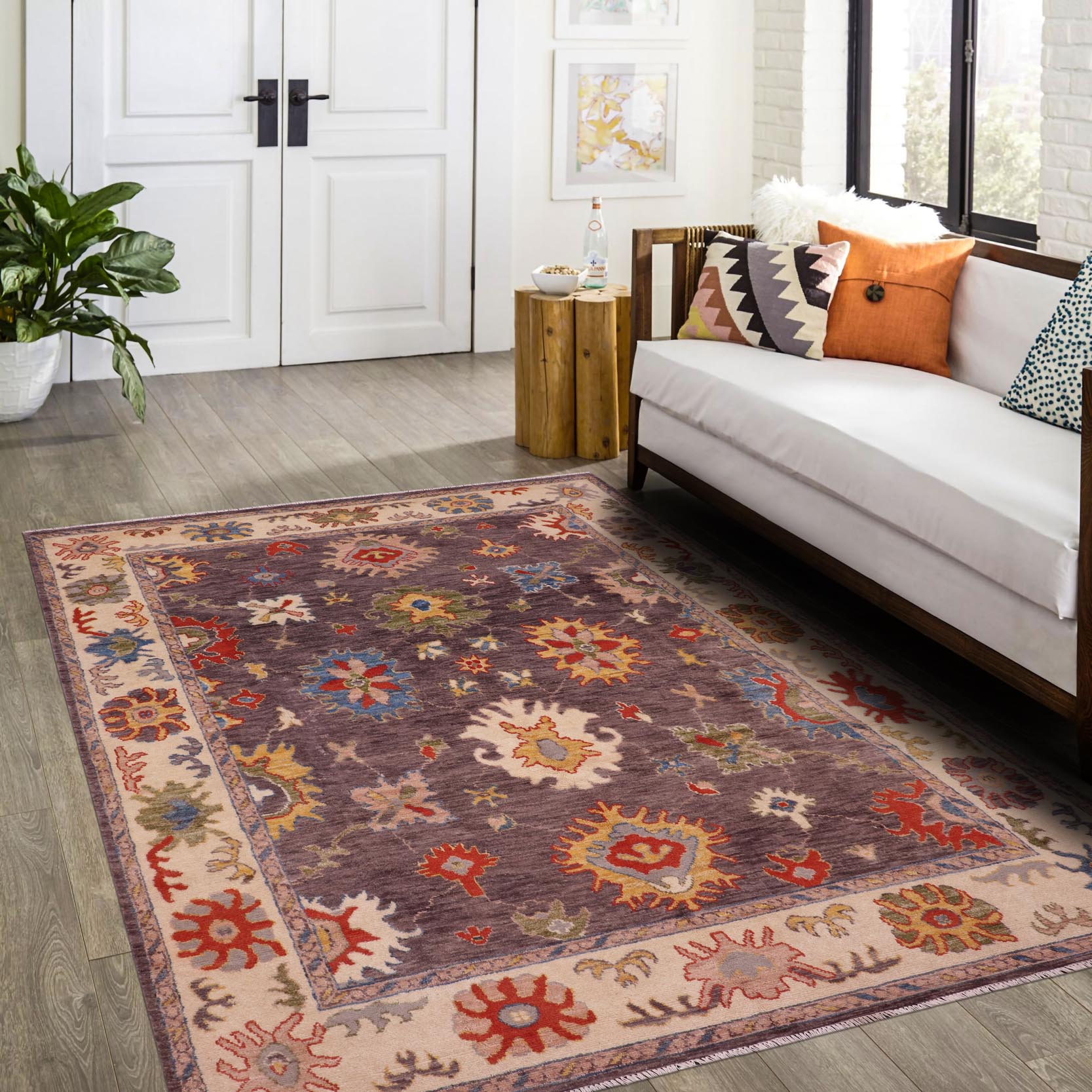 handmade Traditional Oushak Gray Beige Hand Knotted RECTANGLE 100% WOOL area rug 8' x 10'