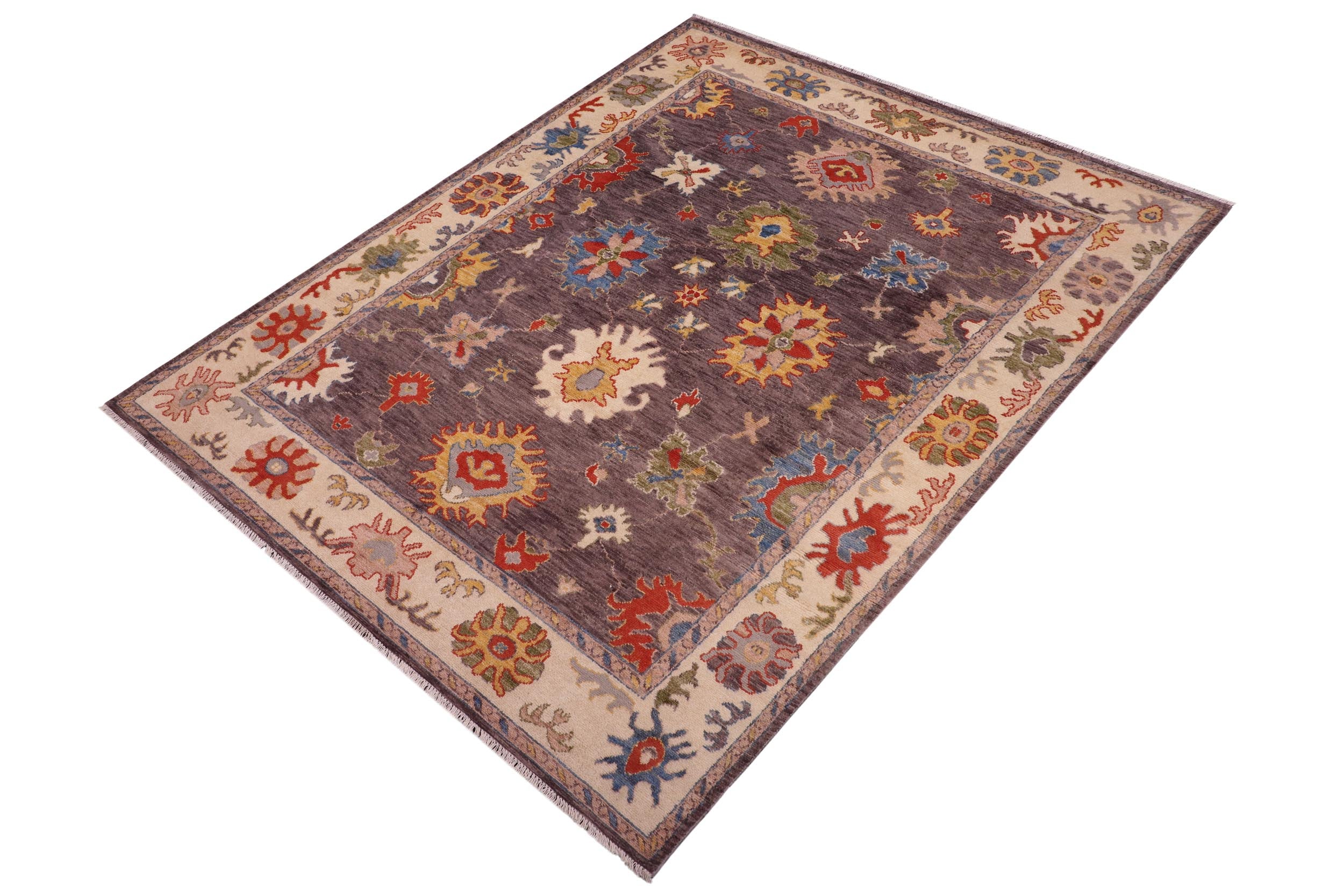 handmade Traditional Oushak Gray Beige Hand Knotted RECTANGLE 100% WOOL area rug 8' x 10'