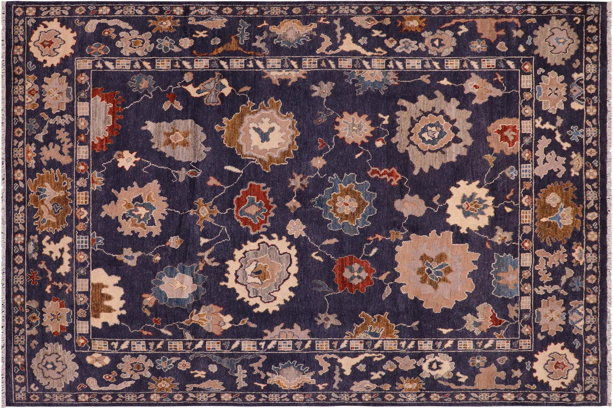 handmade Traditional Oushak Blue Beige Hand Knotted RECTANGLE 100% WOOL area rug 9' x 12'