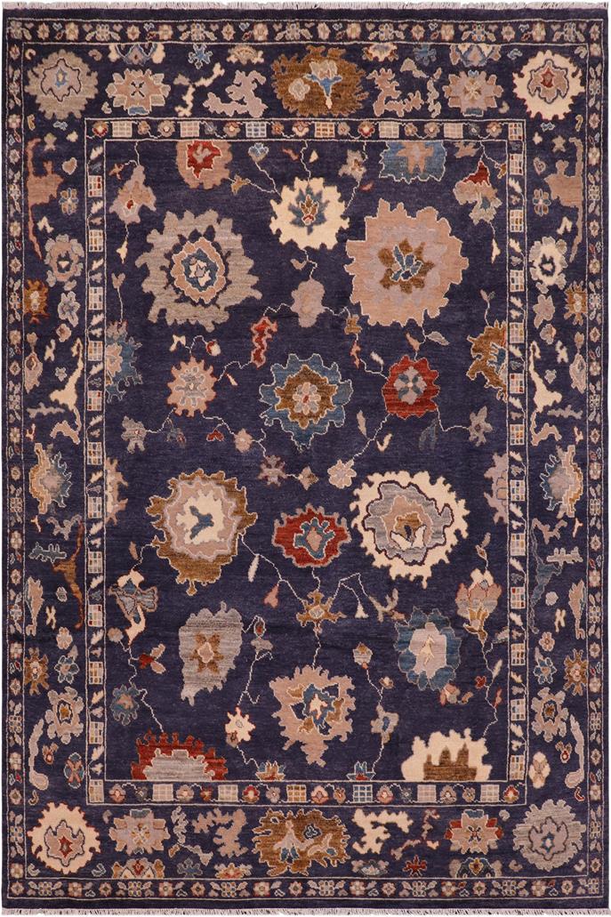 handmade Traditional Oushak Blue Beige Hand Knotted RECTANGLE 100% WOOL area rug 9X12