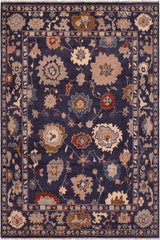 handmade Traditional Oushak Blue Beige Hand Knotted RECTANGLE 100% WOOL area rug 9X12