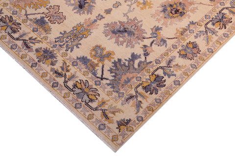 handmade Traditional Oushak Beige Blue Hand Knotted RECTANGLE 100% WOOL area rug 6' x 8'