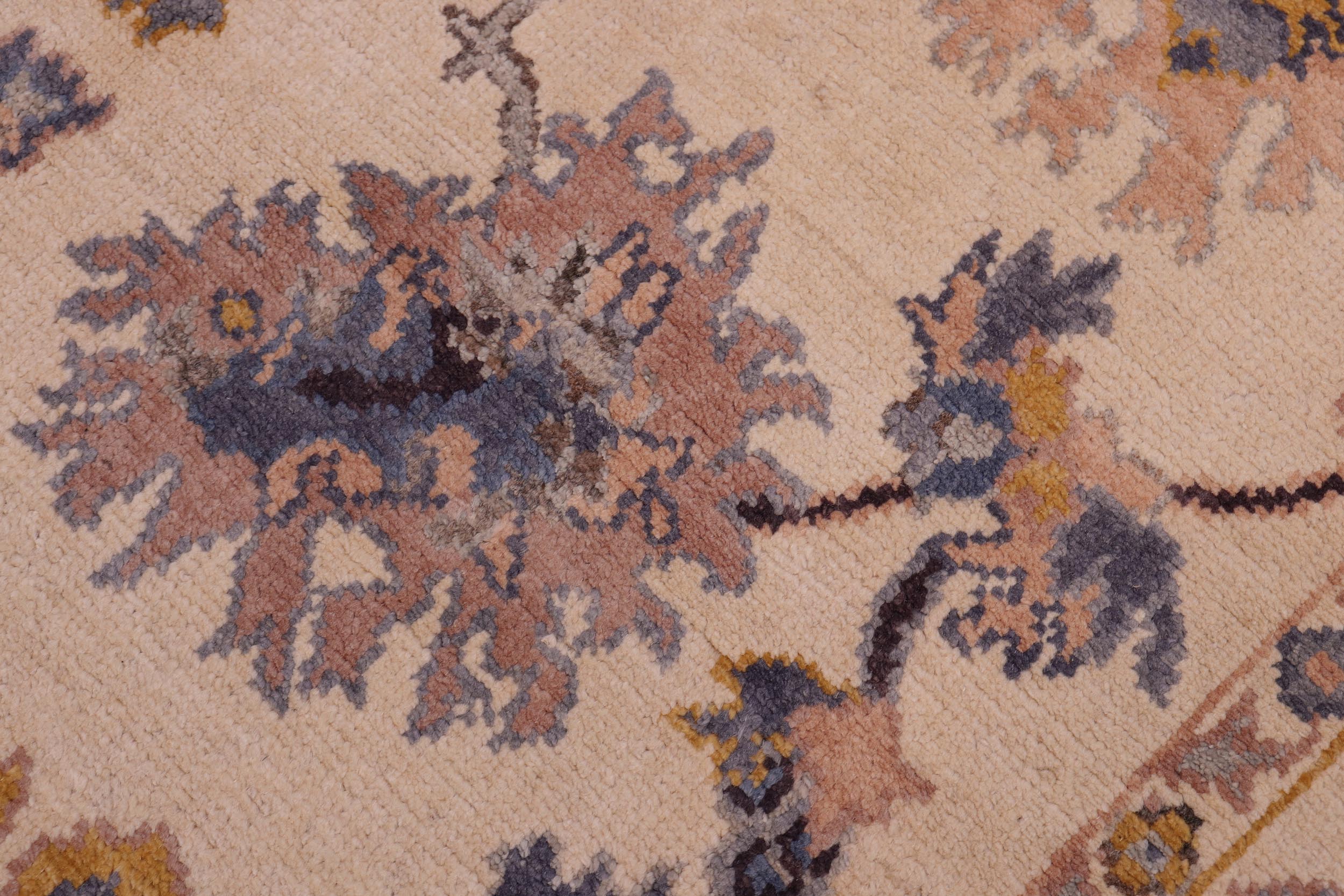 handmade Traditional Oushak Beige Blue Hand Knotted RECTANGLE 100% WOOL area rug 6' x 8'