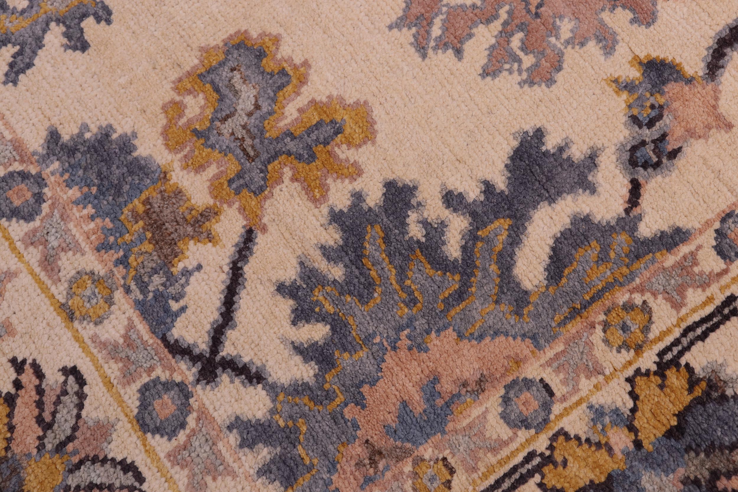 handmade Traditional Oushak Beige Blue Hand Knotted RECTANGLE 100% WOOL area rug 6' x 8'