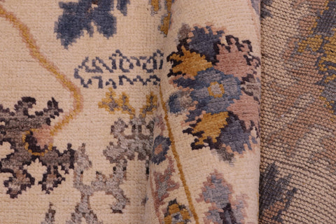 handmade Traditional Oushak Beige Blue Hand Knotted RECTANGLE 100% WOOL area rug 6' x 8'