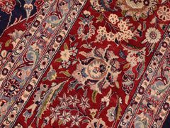 handmade Traditional Kazveen Blue Red Hand Knotted RECTANGLE WOOL&SILK area rug 10x14